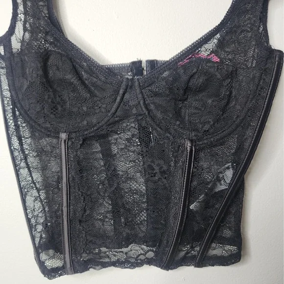 Edikted Rita Lace Corset Top Black y2k Whimsigoth Mall Goth Size Small - Picture 3 of 6